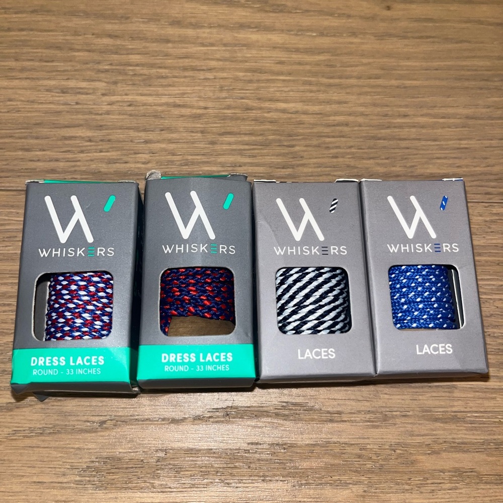 4 Pairs Whiskers Mens Dress Shoe Laces BRAND NEW